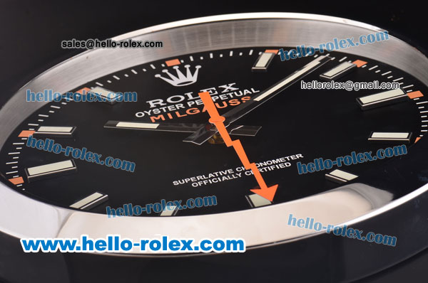 Rolex Milgauss Wall Clock Quartz Steel Case with Black Dial and White Stick Markers - Click Image to Close